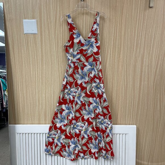 Chaps Red Floral Dress Size M - Picture 1 of 4